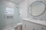 Beautifully updated downstairs hall bath with tub/shower combination.